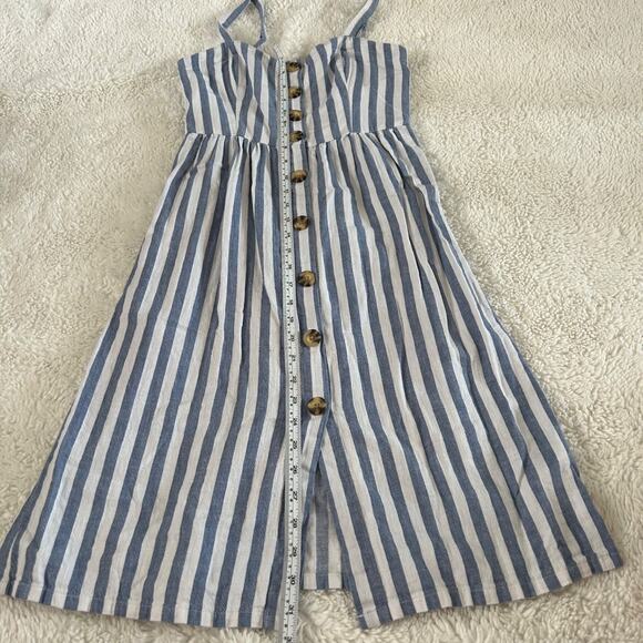 Abercrombie & Fitch Blue/ White Linen Blend Button Maxi Dress Women’s Size SP - Picture 3 of 6